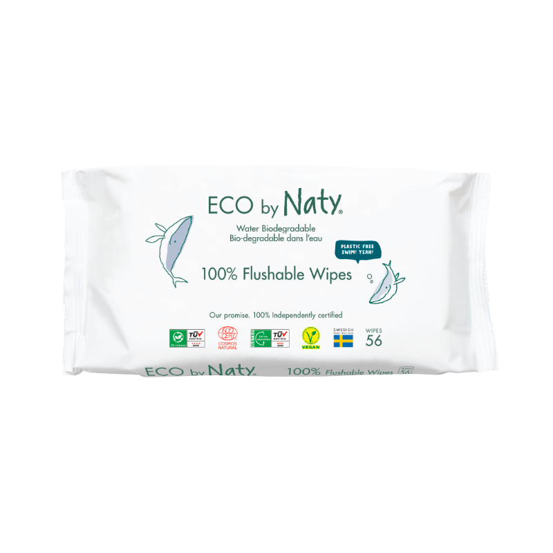 ECO VLHČENÉ UBROUSKY BEZ VŮNĚ - SPLACHOVATELNÉ (56 ks) Eco by Naty